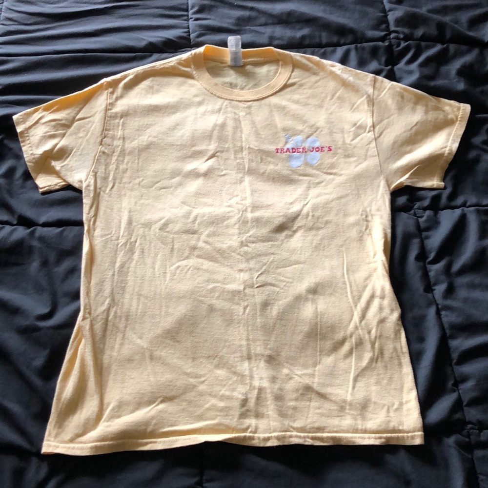 Trader Joe’s crew member shirt yellow
